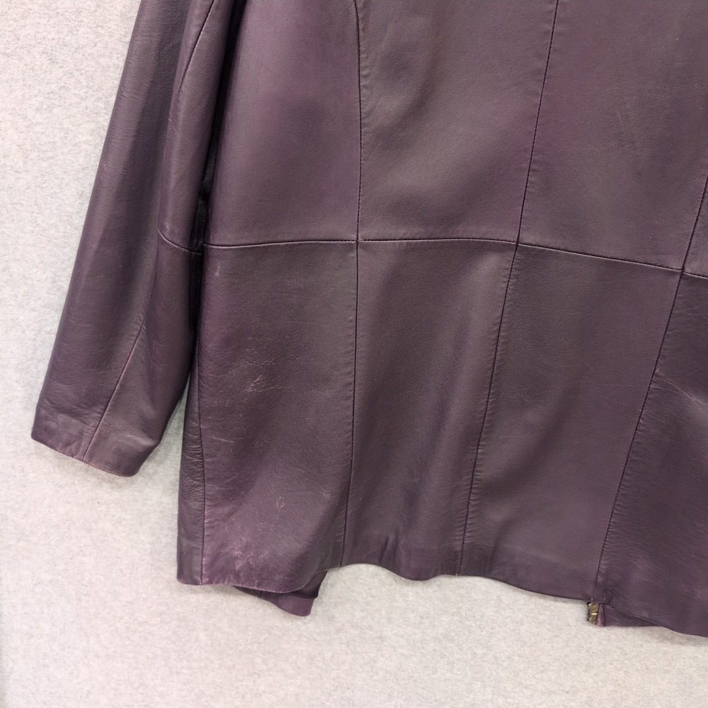 Centigrade Leather Purple Full Zip Jacket Womens Large Plum Genuine Leather Coat - Picture 10 of 12